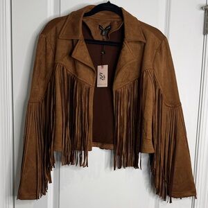 Sincerely Jules Tan Fringe Jacket